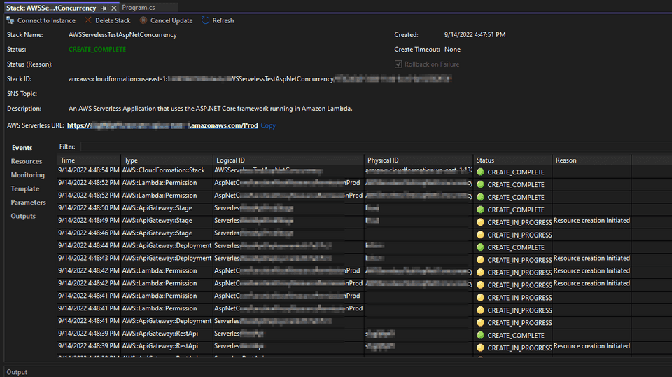 AWS Stack view