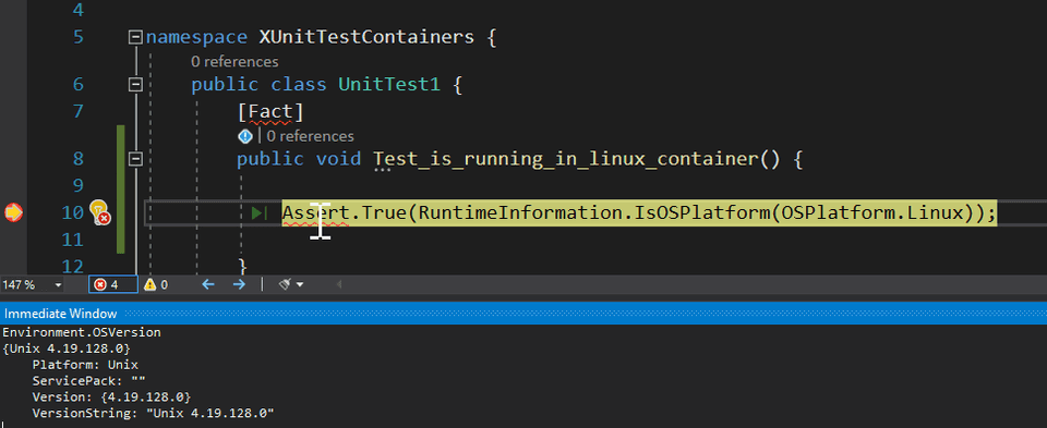 Breakpoint in container